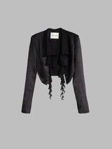 Waistless pleated thin short blazer