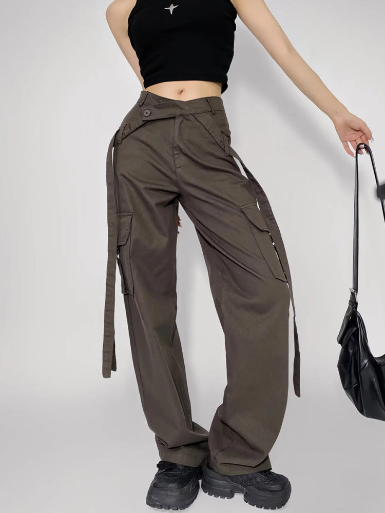 Loose straight cargo pants