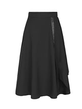 Contrast streamer irregular A-line long skirt