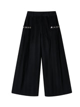 Leaf pleated wide-leg pants