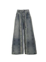 Deconstructed wide-Leg denim pants