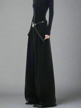 Black wide-leg suit Pants