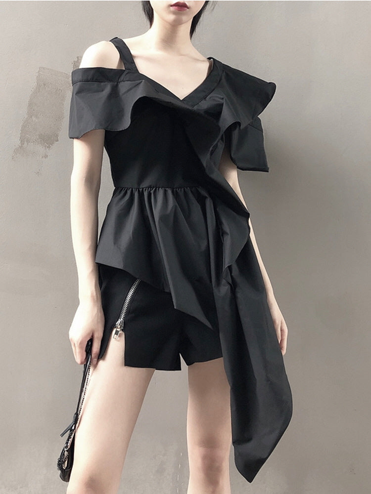 Off-should clavicle asymmetrical dress