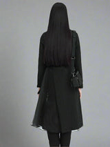 Black long trench coat with belt