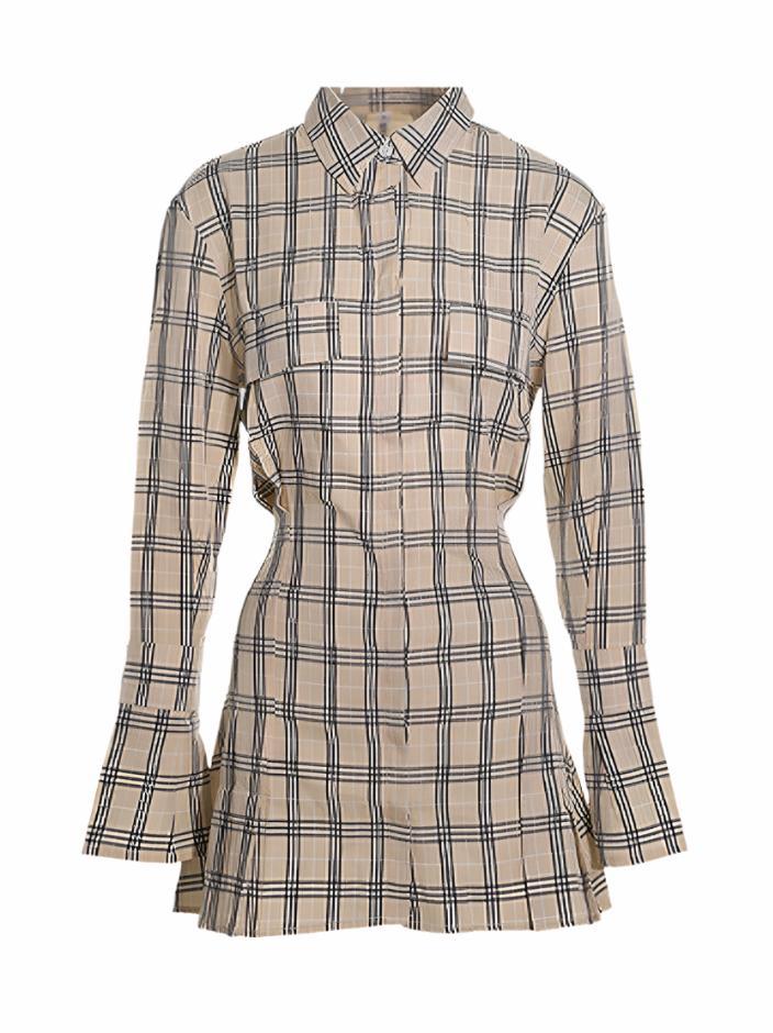 Retro long sleeve fitted shirt dress