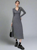 Hooded slim fit knitted dress