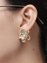 Flower gold and silver three-dimensional earrings