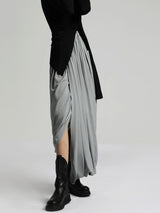 Irregular pleated elastic waist skirt