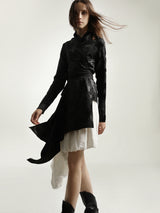 Silk satin jacquard asymmetric jacket