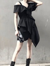 Off-should clavicle asymmetrical dress