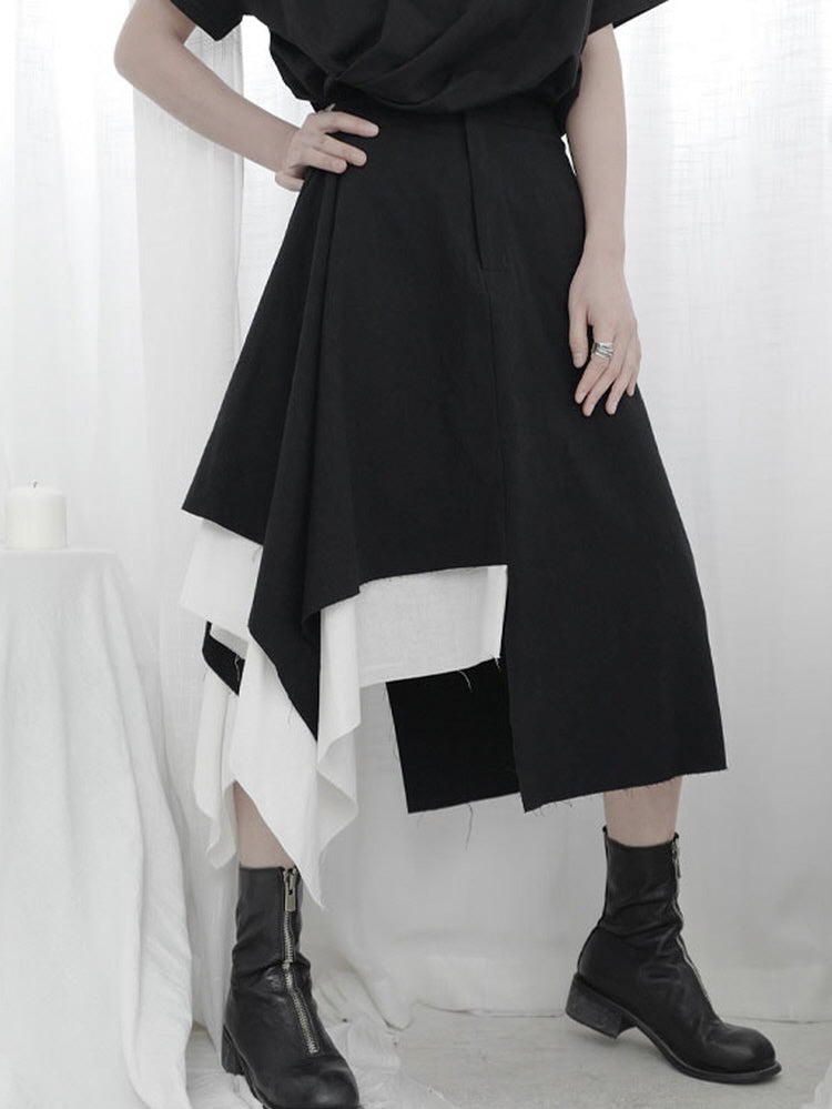 Black skirt female loose and irregular design