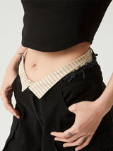 Double waist pocket wide-leg cargo pants