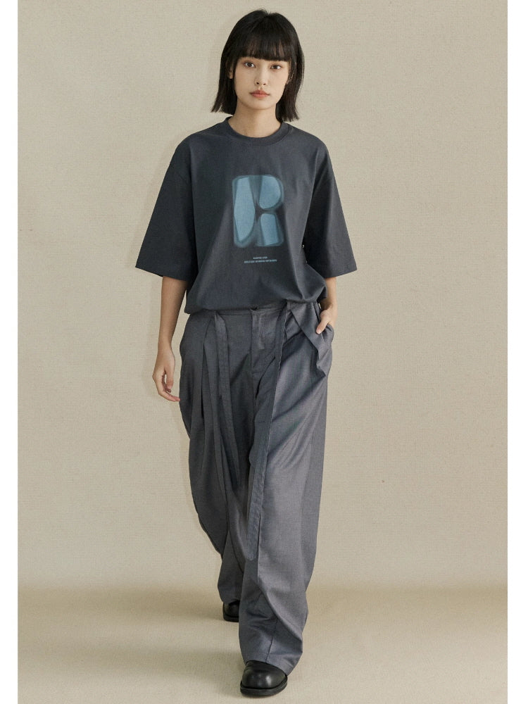 Middle seam layered retro loose casual trousers