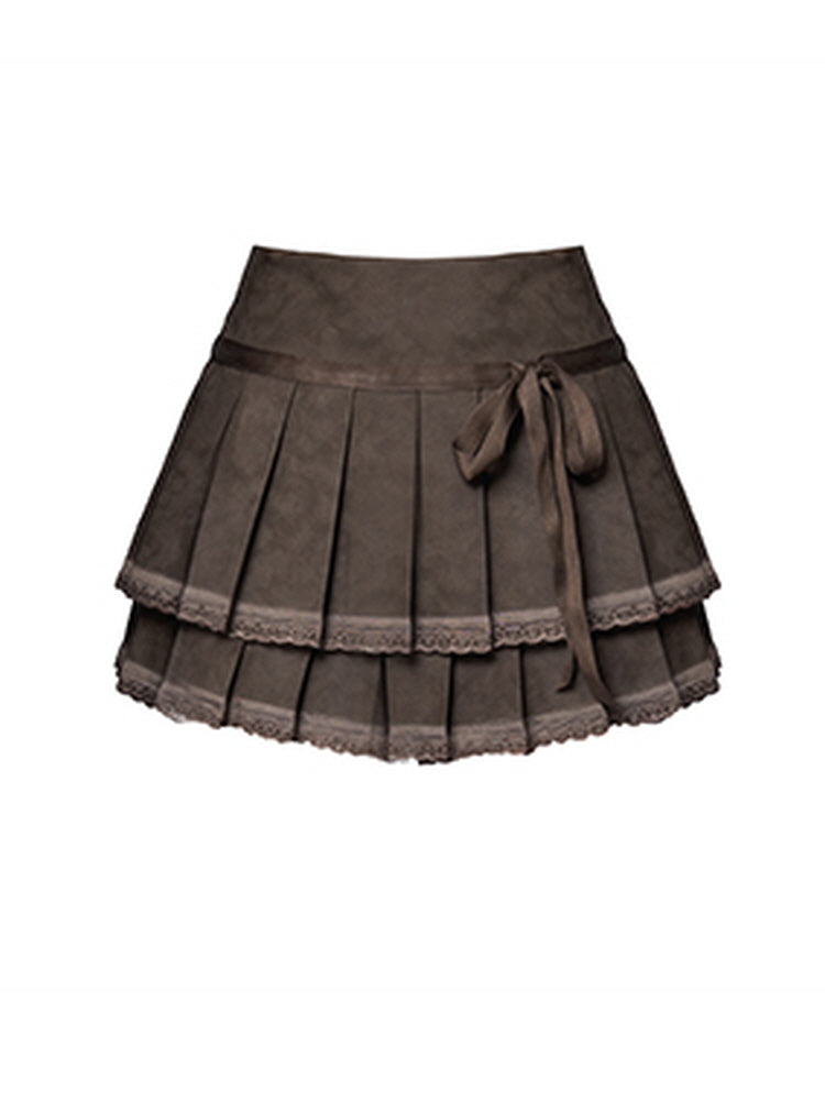 Slim versatile bow lace skirt