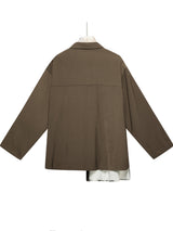 Japanese retro contrasting loose long-sleeved shirt