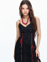 Romantic french black slip dress