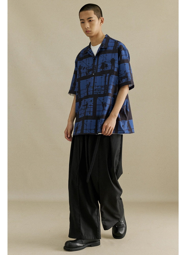 Middle seam layered retro loose casual trousers