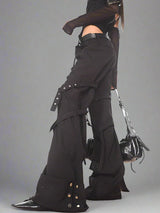 High street sparkling split hem black pants