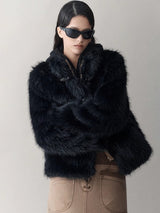 Chinese Stand Collar Pan Button Fur Jacket