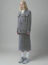 Elegant wool tweed fringe set