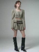 "Elegant Warmth" Short Tweed Jacket and Skirt