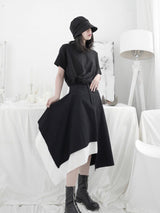 Black skirt female loose and irregular design