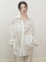 High-density tencel-linen blend two-tone stitched Shirt & Skirt