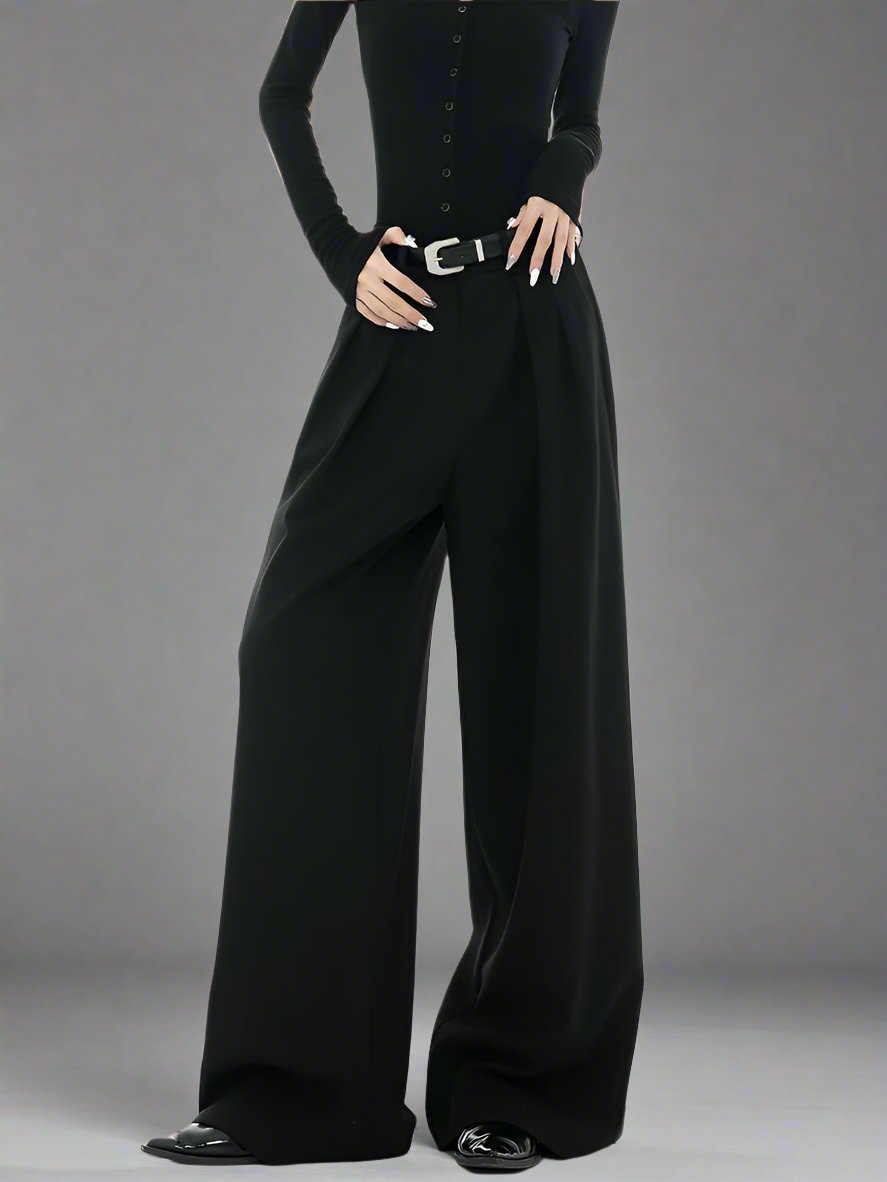 Black wide-leg suit Pants