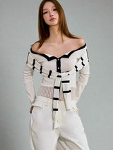 Tencel stripe layered knitted cardigan