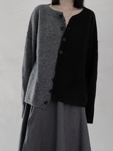 Two-tone stitching asymmetrical sweater