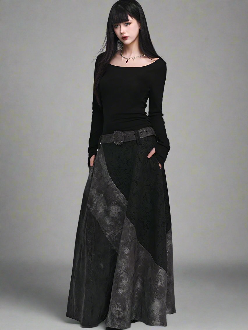 Ghostly artistic black maxi dress