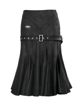 Leather band fishtail skirt