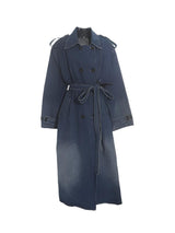 Double breasted denim trench coat