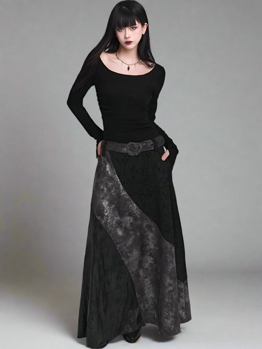 Ghostly artistic black maxi dress