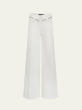 Contrasting flip waist pleated wide-leg pants