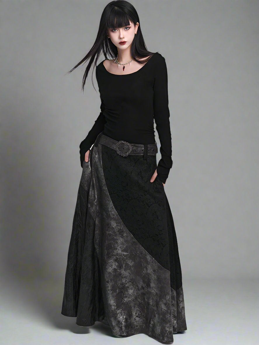 Ghostly artistic black maxi dress