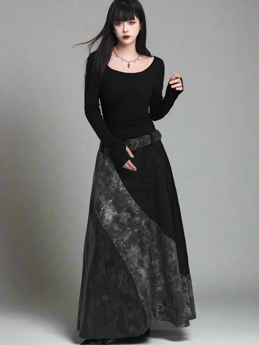 Ghostly artistic black maxi dress