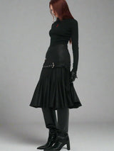 Leather band fishtail skirt