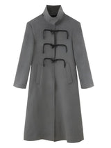 Asymmetrical horn button wool coat