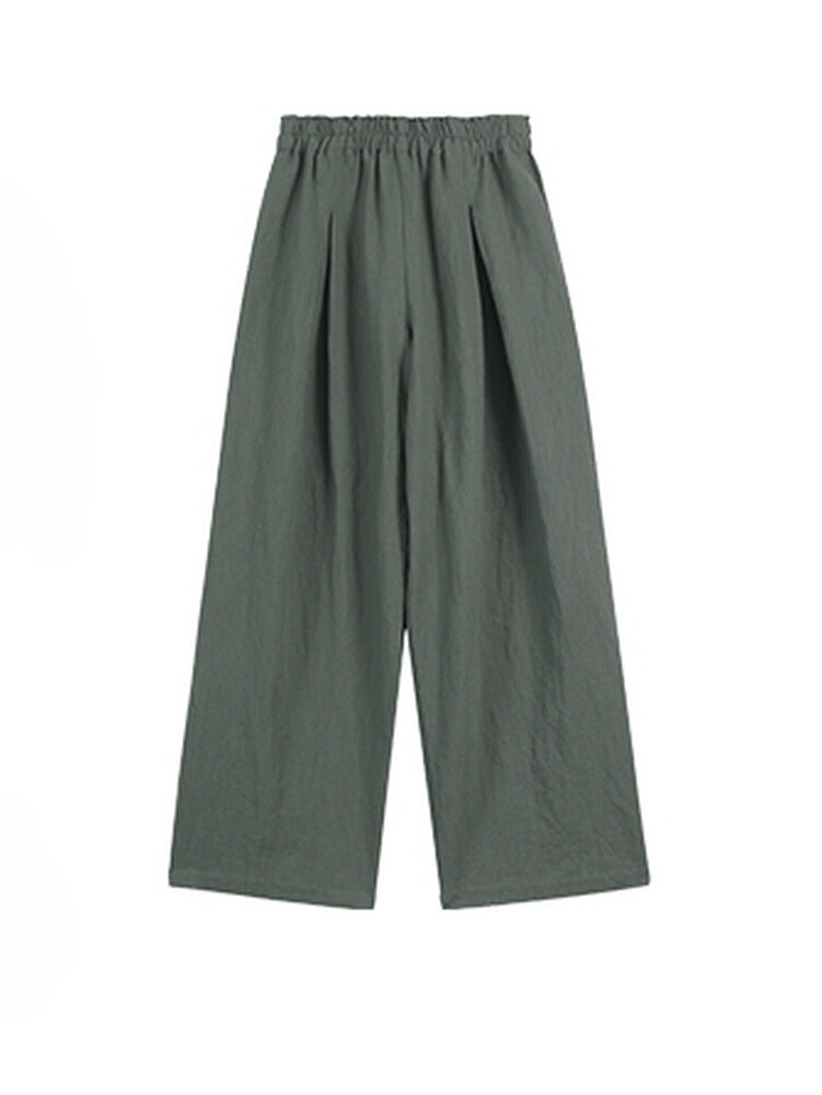 Green polo collar Shirt & wide leg Pants set