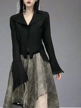 Long-sleeve shirt with designer's touch vintage skirt