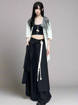 Hakama summer new high-waisted wide-leg culottes