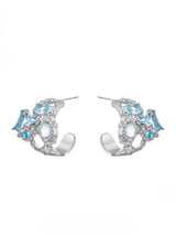 Blue C-ring zircon earrings