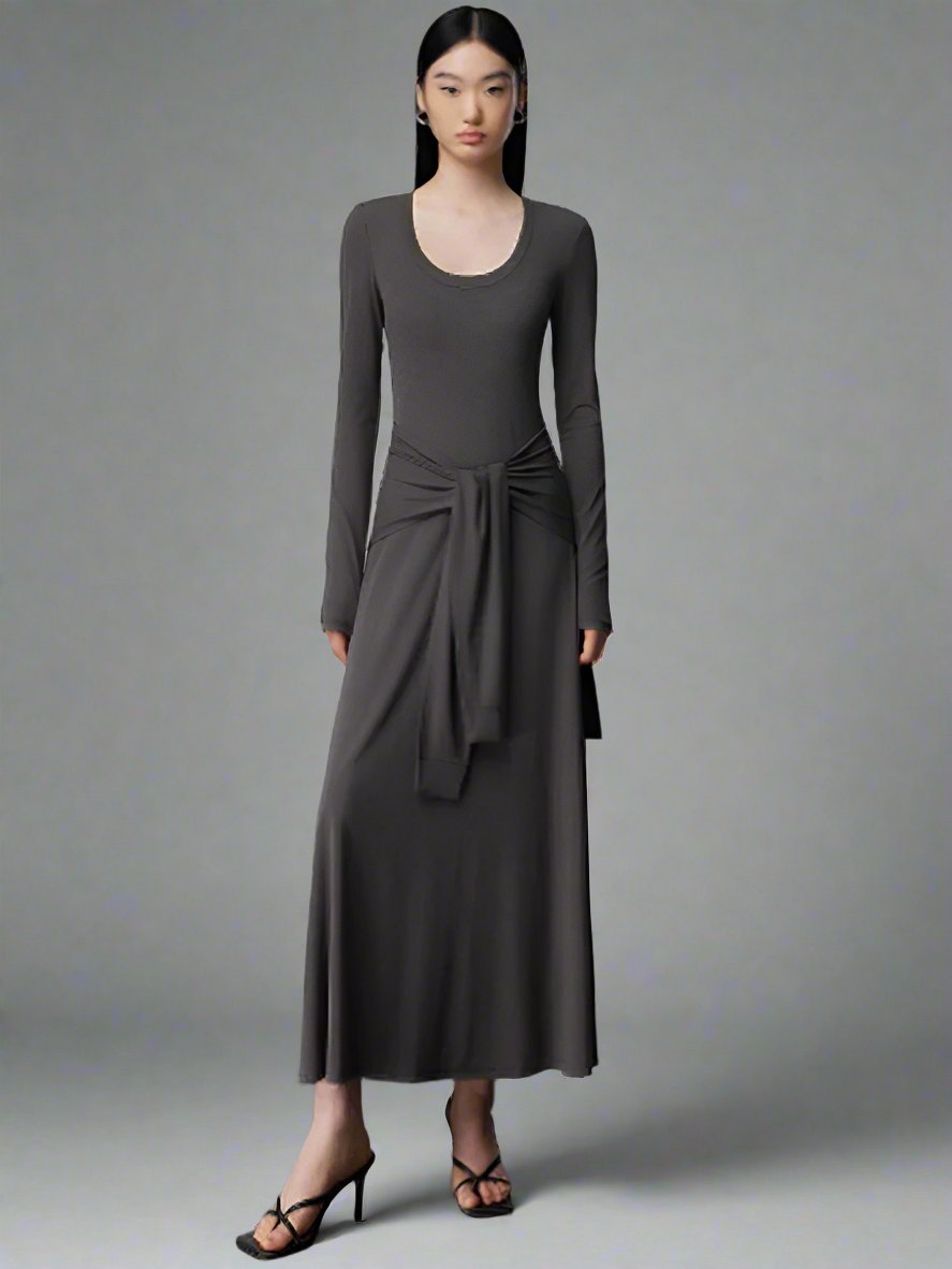 Belted Maxi Knit Dress