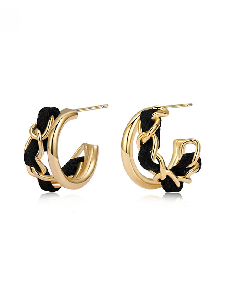 Curved french premium stud earrings