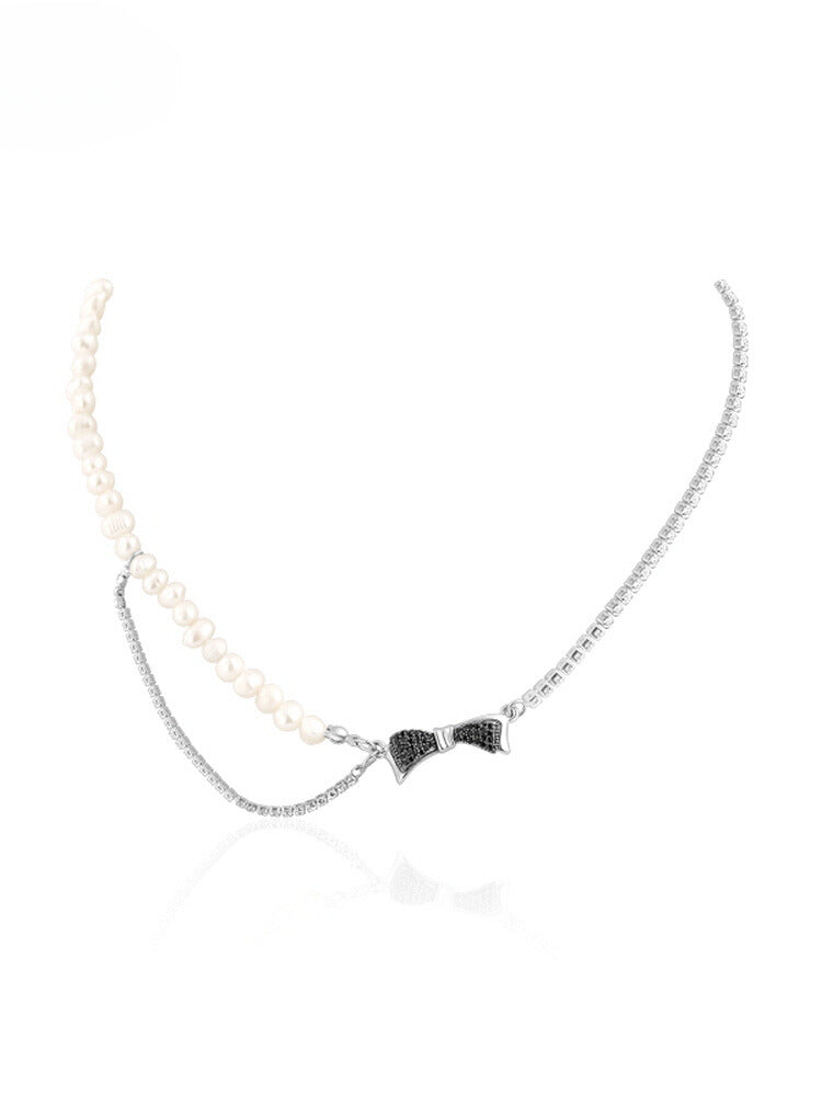 Double layer stitching pearl necklace