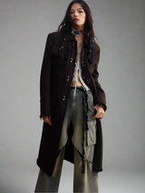 Distressed long woolen coat