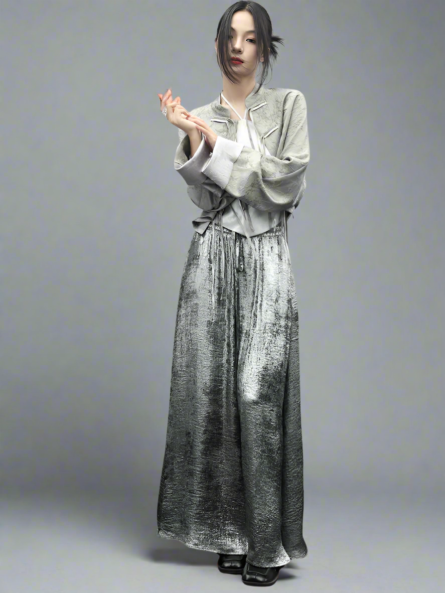 Retro silver niche design wide pants