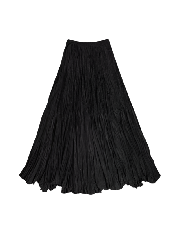 Pressed thin black pleated skirt