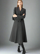 Slim double-breasted british long woolen coat